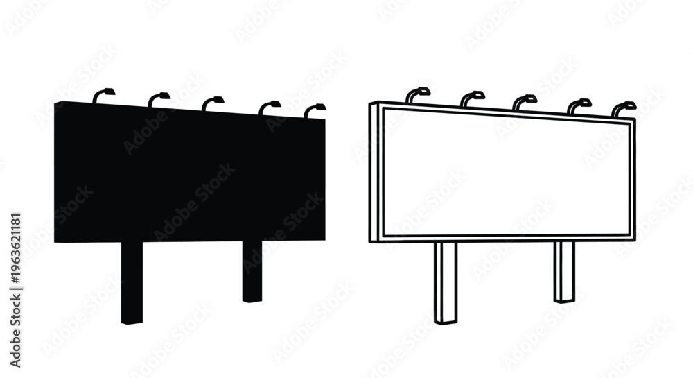 Obraz premium Two billboard views one as a solid black shape a striking silhouette