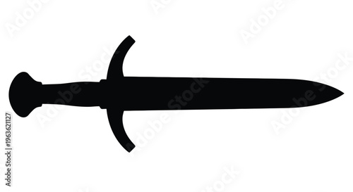 A black silhouette of an antique sword sharply defined silhouette