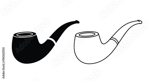 Two smoking pipes one black and one white in a striking silhouette