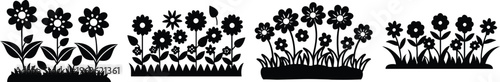 growing flowers in pots progression flat design vector illustration
