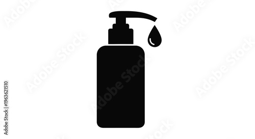 Black soap dispenser with a single droplet simple silhouette