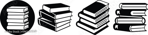 stack of books icon set flat design vector illustration