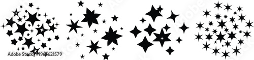 festive star icons pack with snowflake accents flat design vector illustration