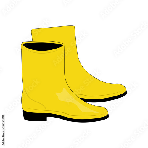 Rubber boots. Protect your feet from moisture, dirt, and adverse weather conditions. Waterproof rubber footwear with a high shaft, designed for rainy weather and outdoor work.