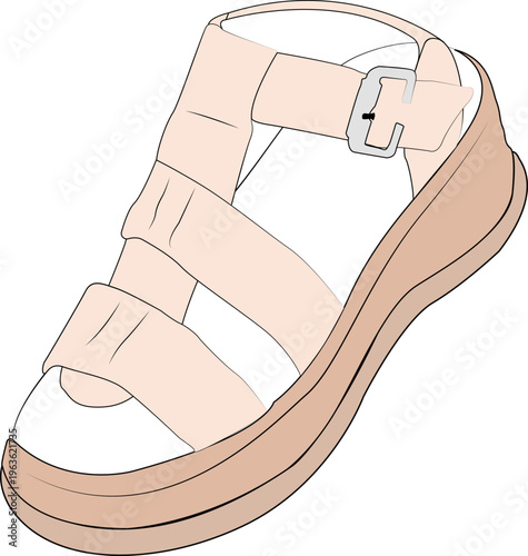 Platform sandals. Summer look. Open toe women's shoes with a high, stable platform and straps for a comfortable fit.