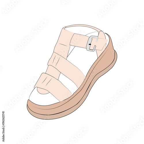 Platform sandals. Summer look. Open toe women's shoes with a high, stable platform and straps for a comfortable fit.