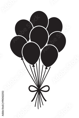 Bouquet of balloons silhouette vector for birthday party and festive event decoration.