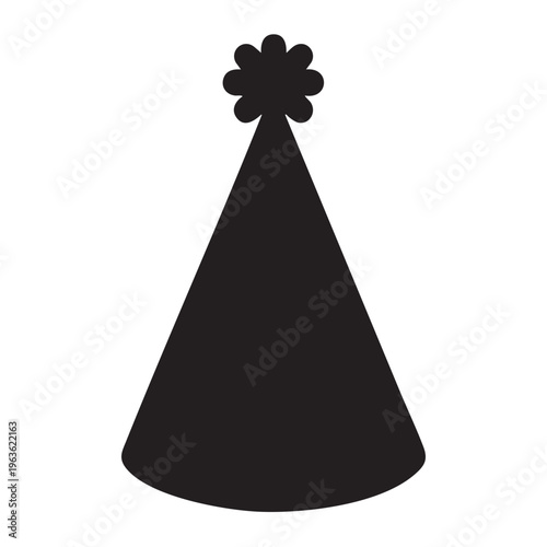 Party hat silhouette vector for birthday celebration and festive costume accessory.