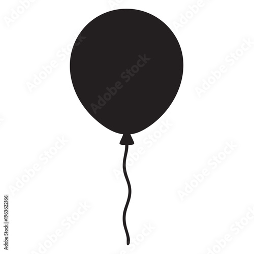 Single round balloon silhouette vector with string for minimalist party decoration.
