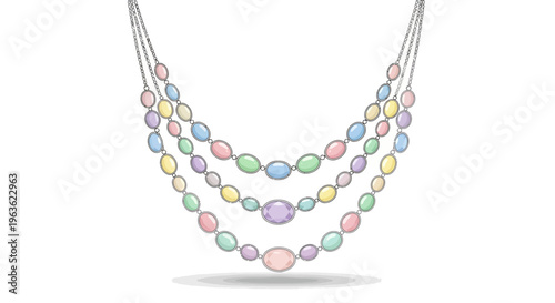 Multi colored beads on necklace.