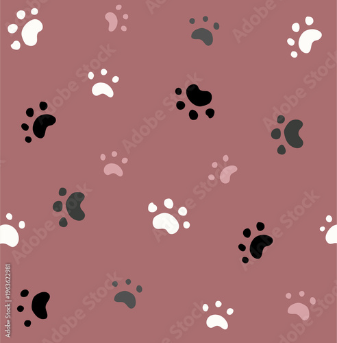 Seamless paw print pattern cute pet design Vector Image