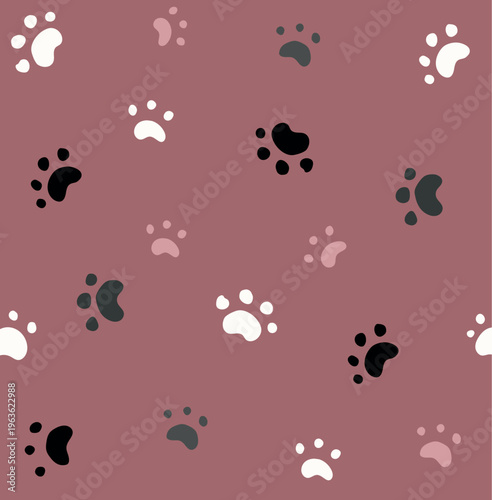 Seamless paw print pattern cute pet design Vector Image