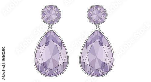 Lavender crystal teardrop earrings with silver.