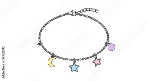 Colorful star moon charm bracelet.