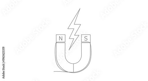 Horseshoe Magnet with Lightning Bolt Symbol