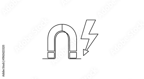 Horseshoe Magnet with Lightning Bolt - Scientific Concept