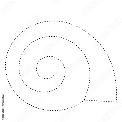 Isolated dotted line seashell shape for kids tracing activity on transparent background
