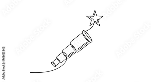 Telescope Aiming at Star - Continuous Line Drawing