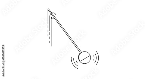 Physics Concept: Pendulum Motion and Oscillation Line Art