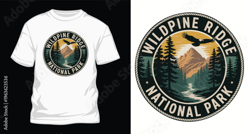 Wildpine ridge national park logo on white t shirt