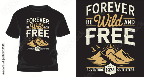 Black t shirt with inspirational text and mountain design