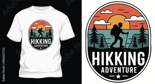 Hiking adventure t shirt design with logo