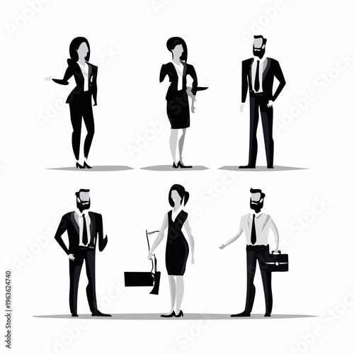 Diverse Business Professionals in Various Poses.