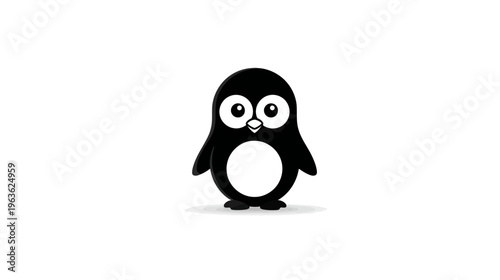 Cute simple cartoon penguin vector illustration on white background. Adorable arctic bird graphic character design.