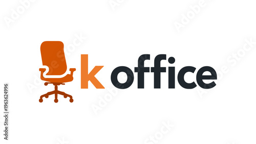 Modern ergonomic office chair graphic design element. Stylized workspace furniture icon for business branding and professional environment.