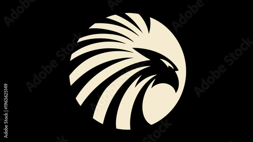 Stylized eagle head graphic in a circular emblem, featuring a powerful bird of prey on a black background. Symbolizes strength and vision.