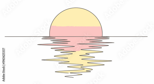 Sunset Reflected on Calm Water Surface.