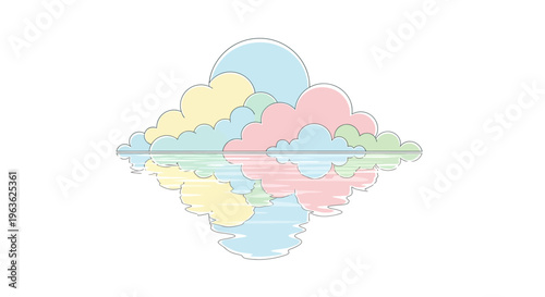 Colorful Cloud Shapes Floating Together.