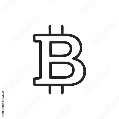 Modern bitcoin cryptocurrency B symbol outline for blockchain technology integration and digital asset investment vector