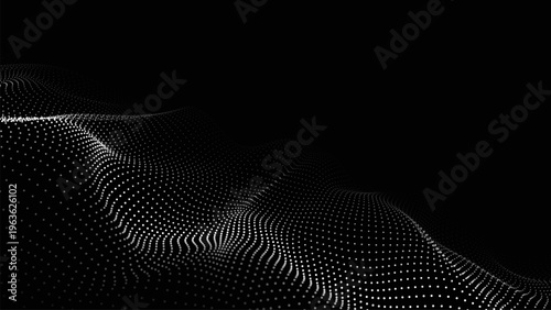 Vector futuristic wave on a blue background. Digital technologies. Big data.