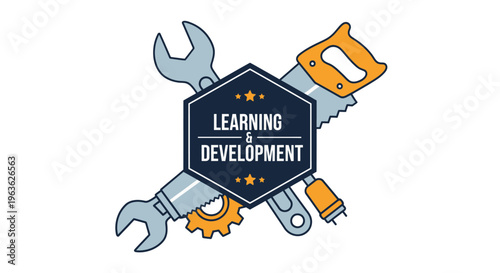 Learning development logo with tools.