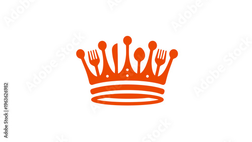 Stylized orange crown icon made from cutlery, symbolizing gourmet food, quality dining, and premium restaurant service.