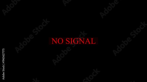 Connectivity no signal red colored icon inside video animation failed in monitors and transparent background. Digital disconnection communication modern technology design on a black background