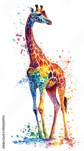 Beautiful giraffe in forest area with warm tones and cinematic lighting high resolution picture