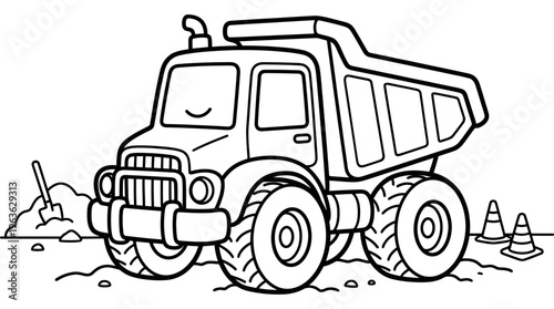 Big truck with large wheels drawing.