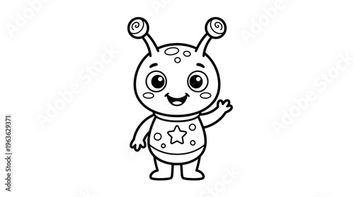 Colorful illustration of a cartoon alien.