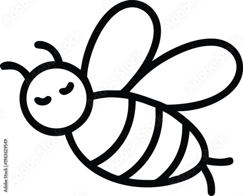 Flying Bumblebee Honey Bee Insect Line Art Icon