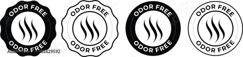 Odor free badge label no smell product seal clean air quality vector set