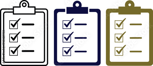 Transparent PNG available
Checklist icon. Clipboard vector illustration. Checkup plan on the board symbol. Paper document with check marks and fields sign. Schedule note. Report pictogram. Test and ex