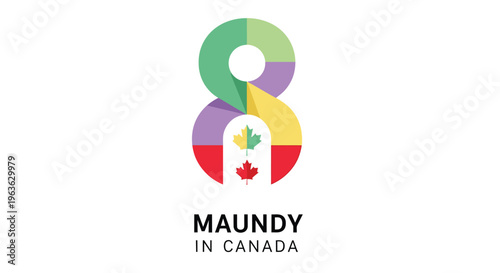 The number eight rendered with colorful segments and a canadian flag emblem