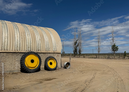 Farm Infrastructure in Arid Landscape Near Mendoza, Argentina