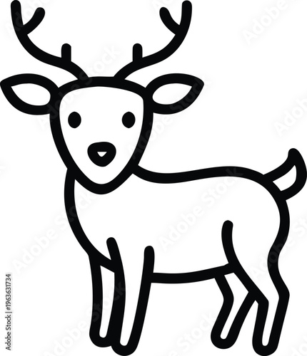 Cute Deer Reindeer Forest Animal Line Art Icon
