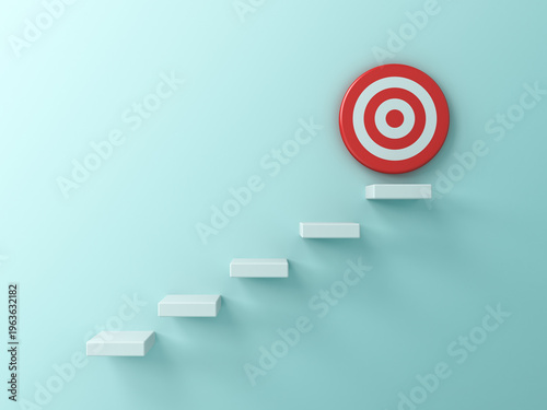Cuadro en lienzo White stairs or steps to red goal target dartboard the business creative idea co