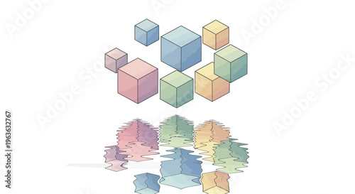 Colorful cubes arranged in triangle formation.