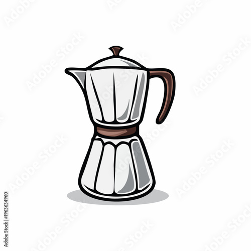 Classic Stovetop Espresso Coffee Maker Illustration.