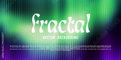 Gradient glass texture, fractal ripple structure across green violet background, riddle glass effect with soft luminous glow. Vertical stripe pattern, glossy abstract backdrop. Vector illustration.